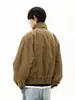 Jaqueta de Trabalho de Lona Khaki Vingate Americana para Homens e Mulheres, Jaqueta Harrington Curta Solta da Moda para Homens