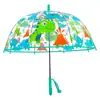 Paraguas Automático Infantil Dibujo Animado Dinosaurio Animal Lindo Transparente Stock Listo Venta al por Mayor Paraguas para Niños Pequeños de 19 pulgadas