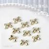 Arte de Unhas Dourado e Prateado Metal Laço Simples Gravata Borboleta Tridimensional Fita Borboleta Acessórios Decorações para Unhas Pacote com 10 Peças