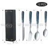 Conjunto de Talheres Ocidentais de Aço Inoxidável do Oriente Médio para Fronteira Conjunto Prático de Faca e Garfo para Bife Colher de Sobremesa Conjunto de 4 Peças Caixa de Presente Conjunto de Louças