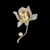 Broche Elegante de Magnolia Europeo y Americano, Broche de Cristal de Lujo Elegante para Mujer, Accesorios de Pines de Diseño de Nicho