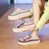 Sandálias casuais fechadas sem cadarço para mulheres, novidades de verão, sapatos com painel de malha sem salto, sandálias plataforma de sola grossa com aumento de altura
