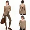 Ropa de Yoga para Mujer Camiseta Cover-up de Espalda Abierta con Abertura Sin Almohadillas en el Pecho Holgada Adelgazante Transpirable Espalda Abierta Fitness Manga Larga