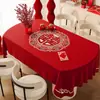 Mantel de Mesa Rojo para Boda 2026 Nuevo Modelo Compromiso Recién Casados Ambiente Festivo Mantel Decorativo con Palabras Felices Mantel para Mesa de Café