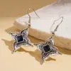 Brincos de Gancho Florais Geométricos Vintage com Pedras de Diamante Transfronteiriços Europeus e Americanos, Brincos Elegantes de Alto Padrão Estilo Palácio Retrô da Moda para Mulheres