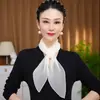 Bufanda Larga de Seda Plegada Color Sólido Estilo Coreano para Primavera y Verano, Diadema Elegante, Bufanda Elegante, Accesorio Delgado Versátil