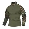 Nueva camiseta ajustada de camuflaje G2 para entrenamiento al aire libre, top de camuflaje de manga larga, traje de camuflaje tipo rana con cuello alto, camiseta de entrenamiento militar de secado rápido con media cremallera