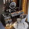 Estilo Luxo Leve Vidro Temperado Multifuncional Carregamento Sem Fio Inteligente Quarto Penteadeira Moderna Simples Penteadeira de Alta Sensibilidade