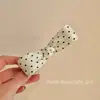 Grampo de Rabo de Cavalo Elegante e Doce com Bolinhas e Laço Grampo Banana de Alta Qualidade Francês Grampo Vertical Grampo Torcido Versátil Acessório de Cabelo
