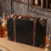 Maleta de madera de estilo europeo vintage, maleta de cuero antigua, caja de almacenamiento, pieza de exhibición para escaparates, accesorio para cine y fotografía, caja decorativa