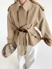 2026 Nuevo Estilo Cardigan Cortavientos de Manga Larga de Terciopelo Mate con Solapa con un Diseño Elegante y Casual para Moda Transfronteriza