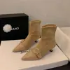 Botines Estilo Francés de Tacón Kitten Puntiagudos Delgados para Mujer, Novedad Otoño e Invierno 2026 Elegantes Botines de Tacón Alto