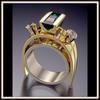 Hecheng Venta Caliente Transfronteriza Europea y Americana Anillo de Esmeralda Chapado en Oro Moda Europea y Americana Estilo Punk Joyería para Mujer