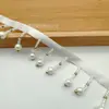 Fita de cetim com renda e pérolas bordadas à mão colorida, acessório decorativo para bainhas de roupas, vestidos de noiva, têxteis para casa e cortinas