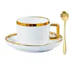 Caneca Europeia de Cerâmica Transfronteiriça Chapeada a Ouro Conjunto de Xícara e Pires para Café Vendas de Canecas Transfronteiriças Presentes Criativos Impressão de Lembranças