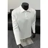 Sudadera Patchwork Estilo Retro Americano para Hombre Otoño Tendencia Marca Cuello Polo Desestructurado Manga Larga Casual Camisa Polo para Hombre