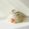 Taza Maestro de Orquídea Mariposa Pintada a Mano con Glaseado de Caramelo de las Dinastías Tang y Song, Juego de Té Kung Fu, Taza de Té para el Hogar, Taza de Cata de Té con Color Azul y Blanco Bajo Esmalte
