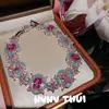 Ojos Ricos y Encantadores Iris Dopamina Flor de Gema Enredadera Collar Set de Pulseras Pétalo de Rubor de Alta Definición