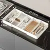 Caja de Almacenamiento Expandible para Cajones de Cocina, Charola de Plástico Desmontable para Cajones de Gabinetes Profundos, Caja Organizadora Expandible con Divisores
