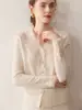 Nuevo Suéter Cardigan de Punto Jacquard con Encaje y Cachemira para Mujer Otoño e Invierno 2026 Color Sólido Holgado Suéter Base de Punto