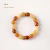 Pulsera de Raíz de Bodhi Amarillo Degradado, Cuentas Suaves Bodhi Envueltas en Dedos, Pulsera Versátil de Semillas de Bodhi para Estudiantes, Cuentas del Rosario