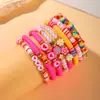 Pulsera para el Día de San Valentín Transfronteriza AliExpress Venta al por mayor Corazón de Amor Flor de Arcilla Blanda Pulsera de Cuentas con Letras Set de Joyería de Comercio Exterior