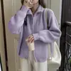 Casaco feminino 2023 outono e inverno Nova Moda cardigã de tricô solto feminino macio design glutinoso casaco suéter com zíper