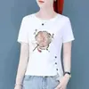 Estoque Sobressalente de Comércio Exterior Transfronteiriço Novo Estilo Chinês Roupas para Mãe Camiseta de Manga Curta para Meia-Idade Feminino Tendência Slim-Fit Top Camiseta