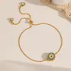 Collar Resistente al Agua de Acero Inoxidable Ojo del Diablo Pulsera de Acero de Titanio Oro de 18K Set de Joyería Ajustable Moda Femenina Transfronteriza