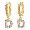 Pendientes de Zirconia con Letras del Alfabeto de 26 Letras Chapados en Oro Europeos y Americanos Pendientes de Nicho Aretes Clip para Oreja Pendientes de Aro Hebillas de Oreja para Mujer Venta al por Mayor