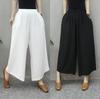 Pantalones de Pierna Ancha de Algodón y Lino para Mujer, Estilo Étnico Primavera, Verano y Otoño Cintura Alta Sueltos Zen Dinastía Han Casual Retro Color Puro