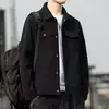 Chaqueta de pana para hombre de estilo japonés, con cuello vuelto, para primavera y otoño, agradable para la piel, casual, corte holgado, moderna, cortavientos para hombres jóvenes