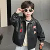 Chaqueta de cuero para niño para primavera y otoño 2026 nuevo modelo, linda chaqueta de cuero PU de otoño para bebé niño, abrigo infantil elegante estilo coreano
