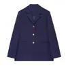 ZA comércio exterior transfronteiriço europeu e americano moda feminina, best-seller do AliExpress, conjunto de blazer abotoado e calça wide leg plissada
