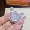 Ágata de Gelo Branca Natural Pingente de Buda de Gelo de Alta Qualidade Colar de Jade Banhado a Prata Corrente de Pingente de Buda Maitreya da Moda