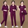 Fatos de Treino para Meia-Idade e Idosos Femininos Tamanho Grande Roupa Esportiva Casual Roupa de Mãe Outono 2024 Manga Longa Feminina de Meia-Idade