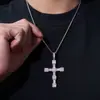 Colgante de cruz de plata de ley S925 totalmente engastado con diamantes, estilo religioso vintage, collar unisex moderno, admite pedidos mixtos