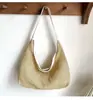 Bolsa de Palha Tecida Estilo Coreano Comércio Exterior Retrô Bolsa Tote Tecida Grande Capacidade Bolsa de Ombro Única Bolsa de Praia Estilo Férias para Mulheres