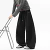 Pantalones de chándal anchos de algodón premium para otoño 2026 para hombres y mujeres, corte relajado, cordón, caída, pierna recta, pantalones casuales de moda