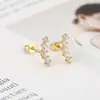 Conjunto de Três Peças Mais Vendido Transfronteiriço de Brincos Pequenos de Luo Chen com Contas Redondas + Diamante Único + Fileira de Diamantes, Adequado para Uso Diário e Deslocamento Elegante