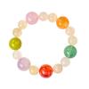 Pulseira de Contas Arco-Íris de Ametista Natural Multi-Tesouro para Mulheres, Fresca e Doce, Joia de Pulseira de Cristal Rosa para Melhores Amigas e Amigas