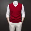 Comércio exterior outono e inverno colete de malha com gola V espesso anti-bolinhas suéter masculino suéter sem mangas