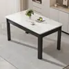 Mesa de Jantar e Cadeira de Ardósia Nórdica Combinação Retangular Ferro Imitação Madeira Maciça Doméstico Apartamento Pequeno Conjunto de Mesa e Cadeira de Jantar