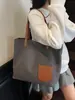 Bolsa de Lona, Estilo Coreano, Estilo Perezoso, Gran Capacidad, Bolso de Hombro para el Trabajo y los Viajes Diarios, Bolso Tote Versátil con Bloques de Color para Estudiantes