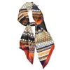 Lenço Decorativo de Seda com Estampa Geométrica Estreito de Camada Dupla para o Dia a Dia, Lenço de Cabelo Diagonal Vintage para Primavera e Verão, Fita Estreita