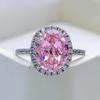Mujing Novo 2021 rosa oval 8*10 anel de diamante de alto carbono s925 estilo europeu e americano anel feminino de luxo