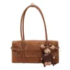 Bolso Baguette de Terciopelo PU Rojo de Moda de Gran Capacidad para Mujer, Nuevo Bolso de Hombro/Axila Tendencia 2026, Bolso de Mano