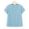 Camisa de algodón de manga corta de verano para mujeres mayores, blusa holgada de cuello redondo para personas mayores, camisa de abuela, ropa para personas mayores