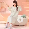 Camisola Infantil Meninas Primavera e Outono Nuvens Algodão Manga Longa Meninas Ensino Fundamental Estilo Princesa Doce Vestido Roupas de Casa