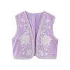 Spot Aliexpress Transfronterizo 2025 Nuevo Chaleco Cardigan sin Mangas con Decoración de Bordado de Flores Retro